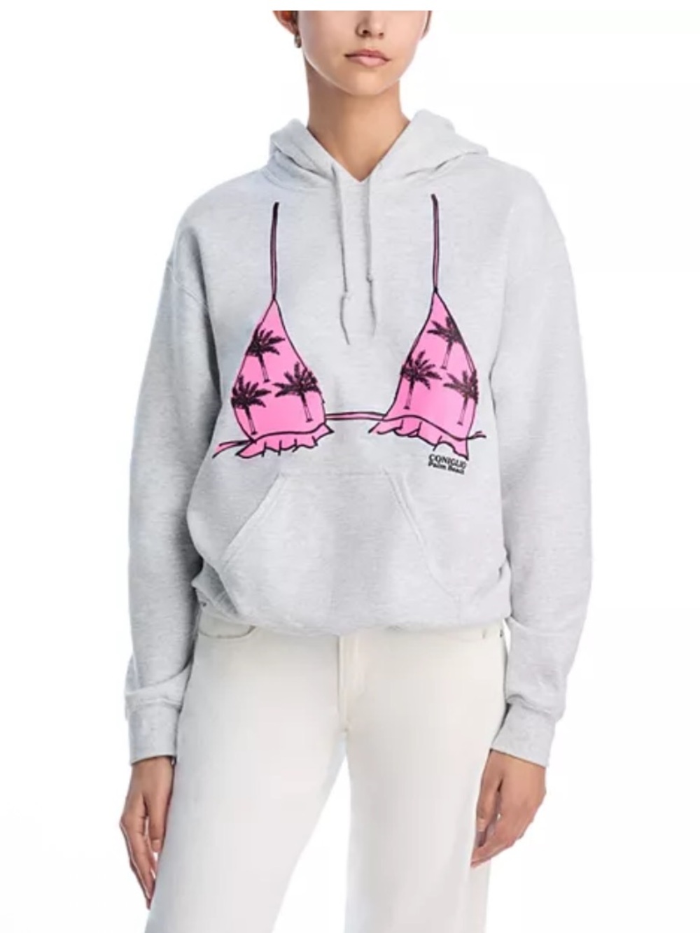 New! Coniglio Palm Beach Light Gray Hoodie with Pink Bikini Graphic
